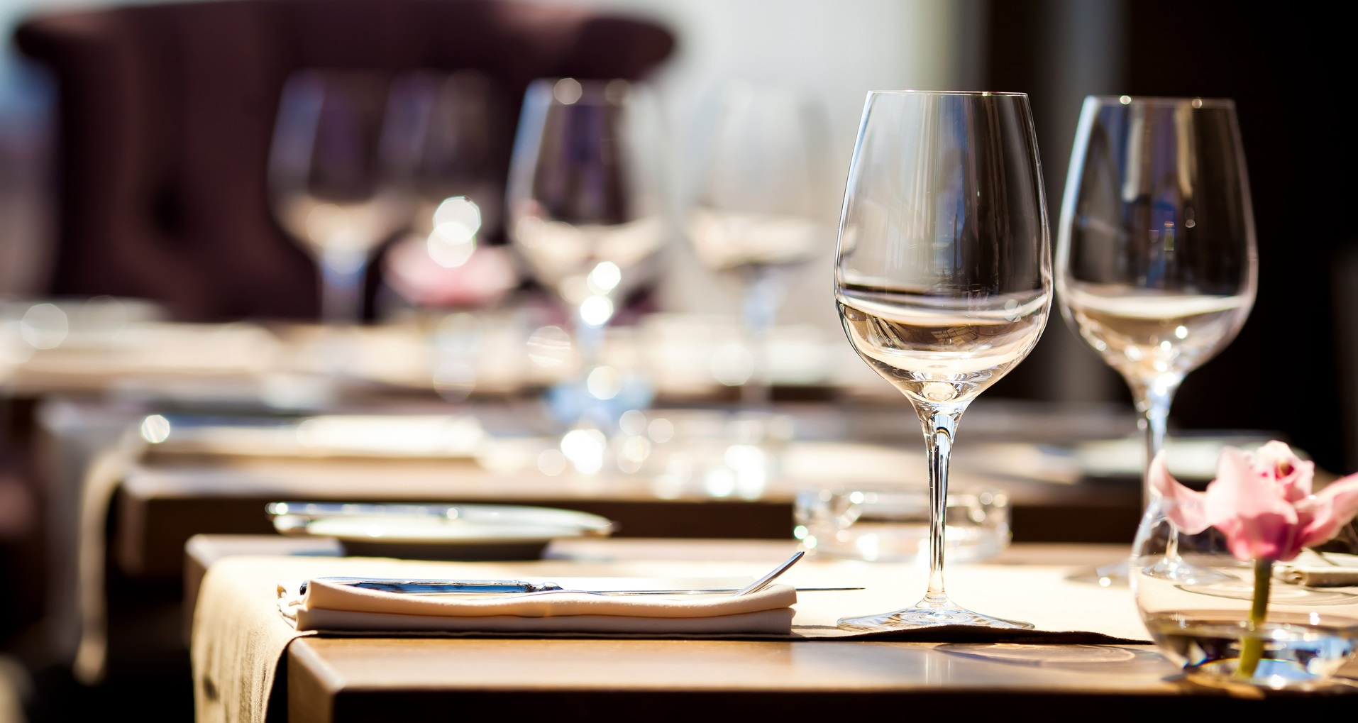 Empty glasses in restaurant - Dinner Parties and More